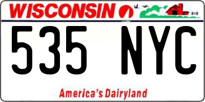 WI license plate 535NYC