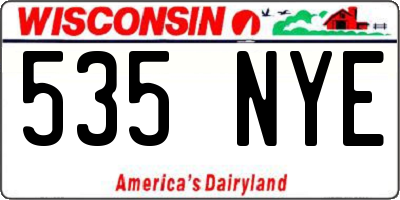 WI license plate 535NYE