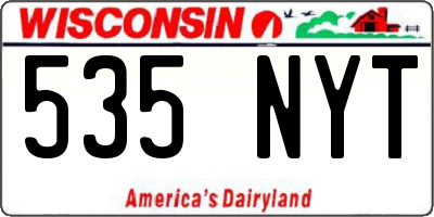 WI license plate 535NYT