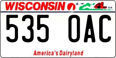 WI license plate 535OAC