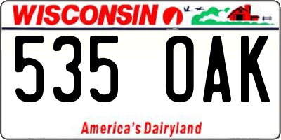 WI license plate 535OAK