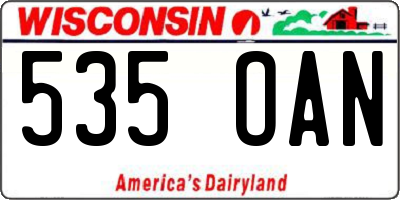 WI license plate 535OAN