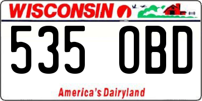 WI license plate 535OBD