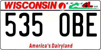 WI license plate 535OBE