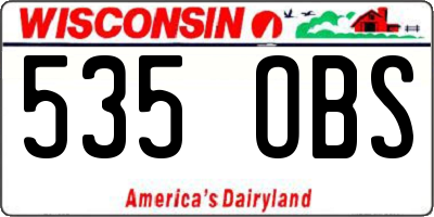 WI license plate 535OBS