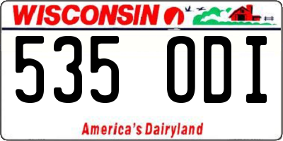 WI license plate 535ODI