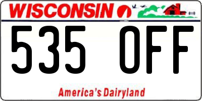 WI license plate 535OFF