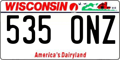 WI license plate 535ONZ