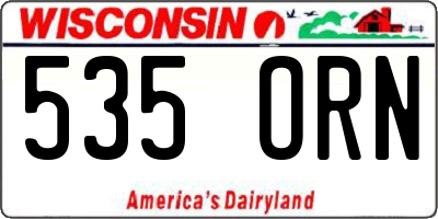 WI license plate 535ORN