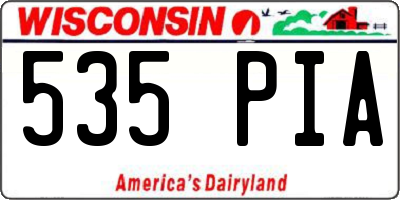 WI license plate 535PIA