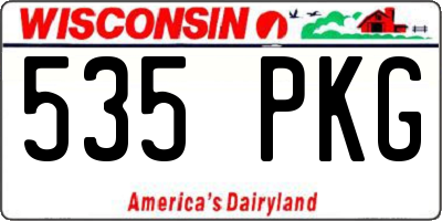 WI license plate 535PKG