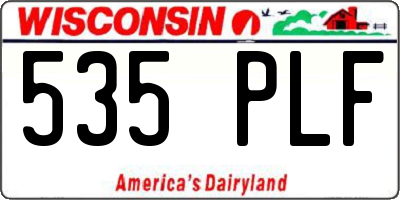 WI license plate 535PLF
