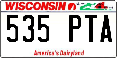 WI license plate 535PTA