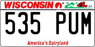 WI license plate 535PUM