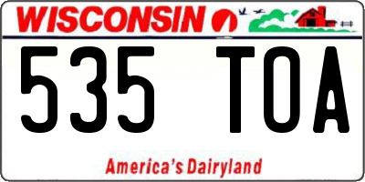 WI license plate 535TOA