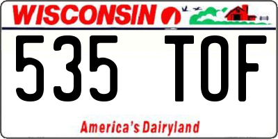 WI license plate 535TOF