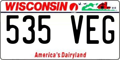 WI license plate 535VEG