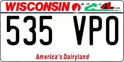 WI license plate 535VPO