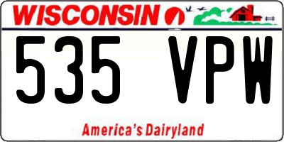 WI license plate 535VPW