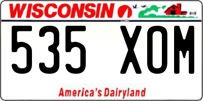 WI license plate 535XOM
