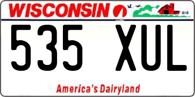 WI license plate 535XUL