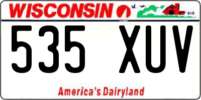 WI license plate 535XUV
