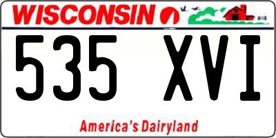 WI license plate 535XVI