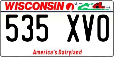 WI license plate 535XVO