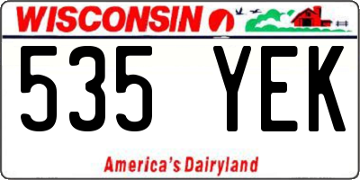 WI license plate 535YEK