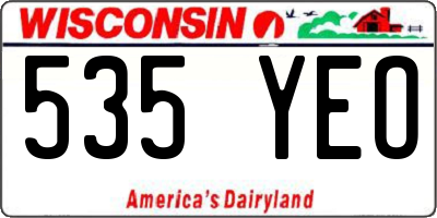 WI license plate 535YEO