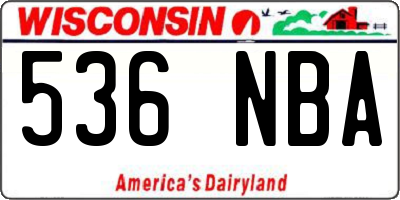 WI license plate 536NBA