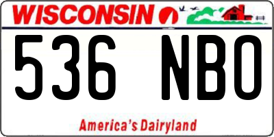 WI license plate 536NBO