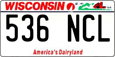 WI license plate 536NCL