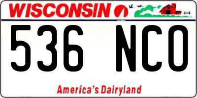 WI license plate 536NCO