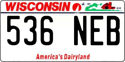 WI license plate 536NEB