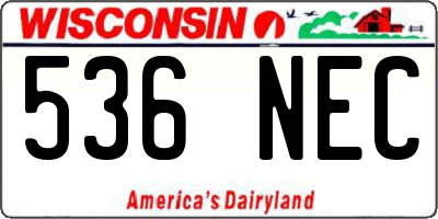 WI license plate 536NEC