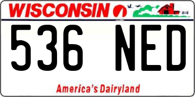 WI license plate 536NED