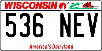 WI license plate 536NEV