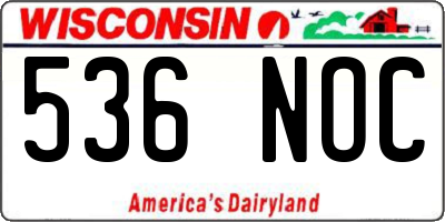 WI license plate 536NOC