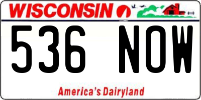WI license plate 536NOW