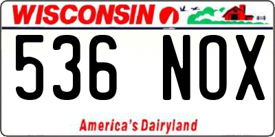 WI license plate 536NOX