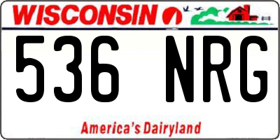 WI license plate 536NRG