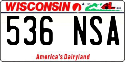 WI license plate 536NSA