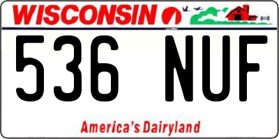WI license plate 536NUF