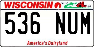 WI license plate 536NUM