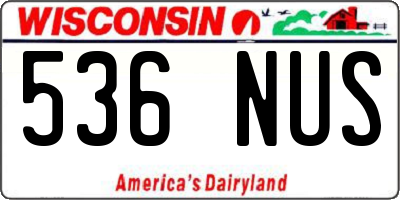 WI license plate 536NUS
