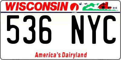 WI license plate 536NYC