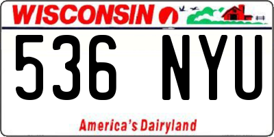 WI license plate 536NYU