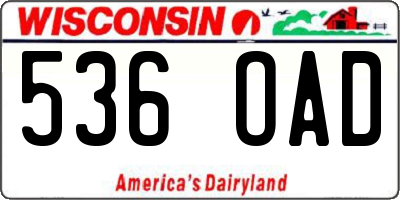 WI license plate 536OAD