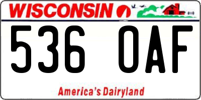 WI license plate 536OAF